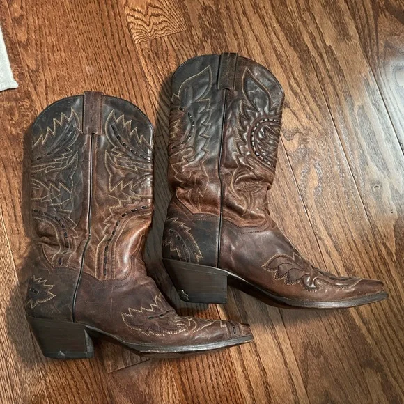 Dan Post Brown 14inch Women’s Cowboy Boots - Size 9.5 - Picture 3 of 10